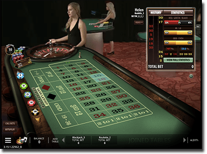 Casino view in live dealer Microgaming roulette