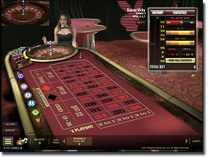 Playboy Bunny live dealer roulette by Microgaming