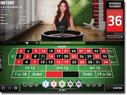 Live dealer roulette by Net Entertainment